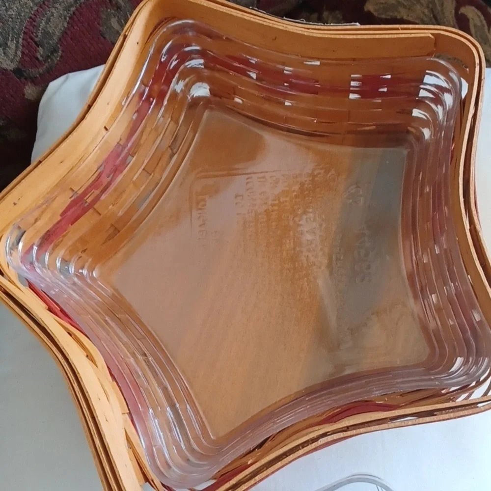Vintage Longaberger Star Basket with Red Accents, two inserts, 2001